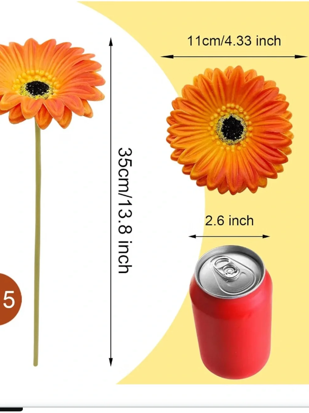 Artificial Gerbera Daisies Flowers Fake Daisy Real Touch(3 packs of 7 stems) 014